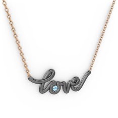 Saina Love Kolye - Akuamarin 925 ayar siyah rodyum kaplama gümüş kolye (40 cm gümüş rolo zincir) #wvuocx