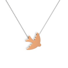 18 ayar rose altın kolye (40 cm gümüş rolo zincir)