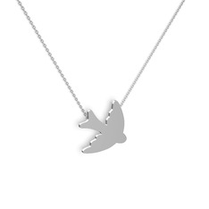 Kuş Kolye - 8 ayar beyaz altın kolye (40 cm gümüş rolo zincir) #vqt9ec