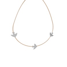 18 ayar beyaz altın kolye (40 cm rose altın rolo zincir)