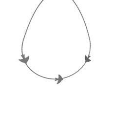 Üçlü Kuş Kolye - 925 ayar siyah rodyum kaplama gümüş kolye (40 cm gümüş rolo zincir) #ao73y6