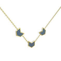 Lab safir 14 ayar altın kolye (40 cm altın rolo zincir)
