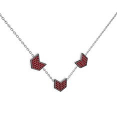 Üçlü Menta Kolye - Garnet 925 ayar siyah rodyum kaplama gümüş kolye (40 cm gümüş rolo zincir) #d5bt3t