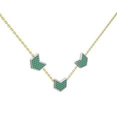 Üçlü Menta Kolye - Yeşil kuvars 8 ayar beyaz altın kolye (40 cm altın rolo zincir) #mkh2yi