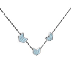 Üçlü Menta Kolye - Akuamarin 925 ayar gümüş kolye (40 cm gümüş rolo zincir) #vbkgff