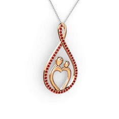 Anne Kalbi Kolye - Garnet 14 ayar rose altın kolye (40 cm beyaz altın rolo zincir) #10jf4t6