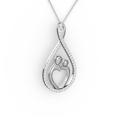 Anne Kalbi Kolye - Swarovski 925 ayar gümüş kolye (40 cm beyaz altın rolo zincir) #10mms0o