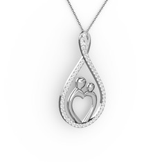 Anne Kalbi Kolye - Swarovski 8 ayar beyaz altın kolye (40 cm gümüş rolo zincir) #12oio5s