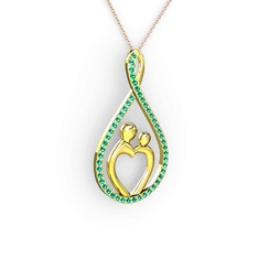 Yeşil kuvars 8 ayar altın kolye (40 cm rose altın rolo zincir)