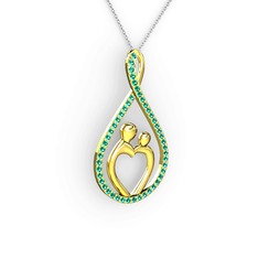 Anne Kalbi Kolye - Yeşil kuvars 8 ayar altın kolye (40 cm beyaz altın rolo zincir) #15dbu7r