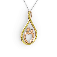 Anne Kalbi Kolye - Peridot 8 ayar rose altın kolye (40 cm gümüş rolo zincir) #178o1o7