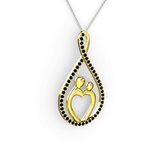 Anne Kalbi Kolye - Siyah zirkon 18 ayar altın kolye (40 cm beyaz altın rolo zincir) #18fy7w5