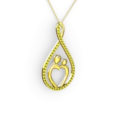 Anne Kalbi Kolye - Peridot 8 ayar altın kolye (40 cm altın rolo zincir) #1aocc1d