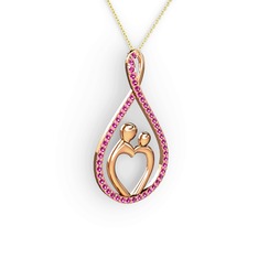 Anne Kalbi Kolye - Rodolit garnet 14 ayar rose altın kolye (40 cm altın rolo zincir) #1chixsj