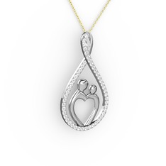 Anne Kalbi Kolye - Swarovski 18 ayar beyaz altın kolye (40 cm altın rolo zincir) #1eoefd8