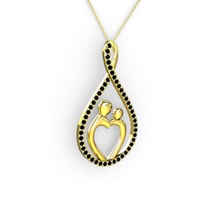 Anne Kalbi Kolye - Siyah zirkon 14 ayar altın kolye (40 cm altın rolo zincir) #1fvfpf9