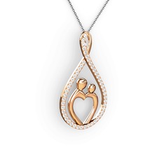 Anne Kalbi Kolye - Pırlanta 18 ayar rose altın kolye (0.539 karat, 40 cm gümüş rolo zincir) #1k3zua2