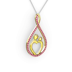 Anne Kalbi Kolye - Rodolit garnet 8 ayar altın kolye (40 cm beyaz altın rolo zincir) #1larpjk