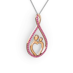 Rodolit garnet 14 ayar rose altın kolye (40 cm gümüş rolo zincir)