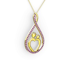 Anne Kalbi Kolye - Ametist 8 ayar altın kolye (40 cm altın rolo zincir) #1ovc00c