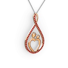 Garnet 14 ayar rose altın kolye (40 cm gümüş rolo zincir)