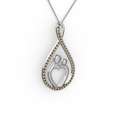 Anne Kalbi Kolye - Dumanlı kuvars 18 ayar beyaz altın kolye (40 cm gümüş rolo zincir) #1wg74jc