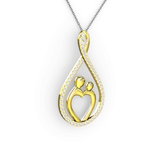 Anne Kalbi Kolye - Swarovski 8 ayar altın kolye (40 cm gümüş rolo zincir) #1y1icsm