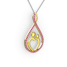 Anne Kalbi Kolye - Rodolit garnet 925 ayar altın kaplama gümüş kolye (40 cm gümüş rolo zincir) #7fvtiu