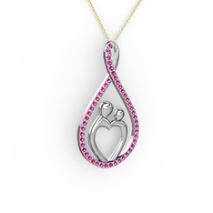Rodolit garnet 18 ayar beyaz altın kolye (40 cm altın rolo zincir)