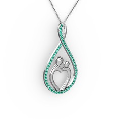 Anne Kalbi Kolye - Yeşil kuvars 14 ayar beyaz altın kolye (40 cm gümüş rolo zincir) #qobjh2