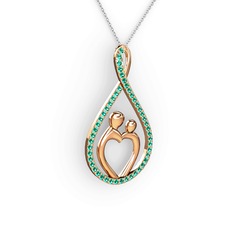 Anne Kalbi Kolye - Yeşil kuvars 14 ayar rose altın kolye (40 cm beyaz altın rolo zincir) #sb4v82