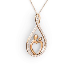 Anne Kalbi Kolye - Swarovski 18 ayar rose altın kolye (40 cm rose altın rolo zincir) #th4t4e