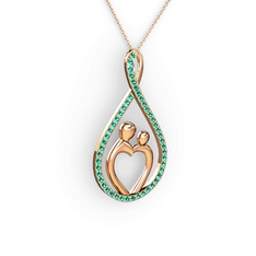 Anne Kalbi Kolye - Yeşil kuvars 18 ayar rose altın kolye (40 cm gümüş rolo zincir) #x3f3cl