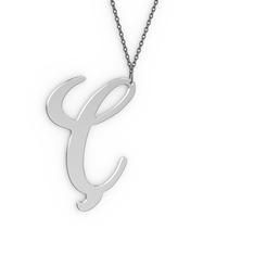 18 ayar beyaz altın kolye (40 cm gümüş rolo zincir)