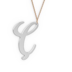 8 ayar beyaz altın kolye (40 cm rose altın rolo zincir)