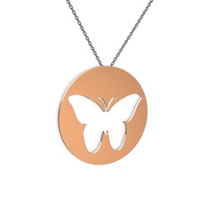 14 ayar rose altın kolye (40 cm gümüş rolo zincir)