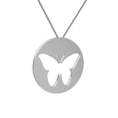 Earlina Kelebek Kolye - 14 ayar beyaz altın kolye (40 cm gümüş rolo zincir) #6r7zkl