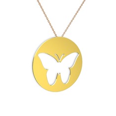 Earlina Kelebek Kolye - 925 ayar altın kaplama gümüş kolye (40 cm rose altın rolo zincir) #95zqx2