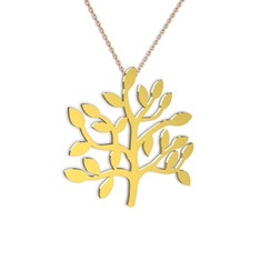 Hayat Ağacı Kolye - 8 ayar altın kolye (40 cm rose altın rolo zincir) #17ru6tl