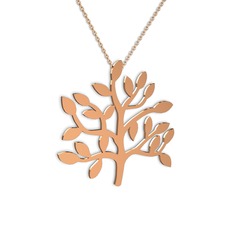 Hayat Ağacı Kolye - 18 ayar rose altın kolye (40 cm rose altın rolo zincir) #1aduh3o