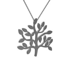 Hayat Ağacı Kolye - 925 ayar siyah rodyum kaplama gümüş kolye (40 cm gümüş rolo zincir) #1vxwyc4