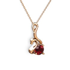 Taşlı Kuğu Kolye - Garnet 18 ayar rose altın kolye (40 cm rose altın rolo zincir) #16c4j1j