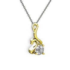 Taşlı Kuğu Kolye - Swarovski 14 ayar altın kolye (40 cm gümüş rolo zincir) #1dx3tw8