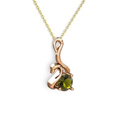 Peridot 18 ayar rose altın kolye (40 cm altın rolo zincir)