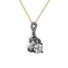 Swarovski 925 ayar siyah rodyum kaplama gümüş kolye (40 cm gümüş rolo zincir)