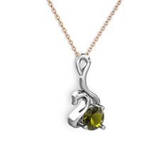 Peridot 925 ayar gümüş kolye (40 cm rose altın rolo zincir)