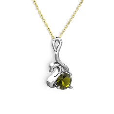 Peridot 925 ayar gümüş kolye (40 cm altın rolo zincir)