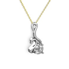 Taşlı Kuğu Kolye - Swarovski 14 ayar beyaz altın kolye (40 cm altın rolo zincir) #gd82v8