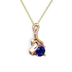 Taşlı Kuğu Kolye - Lab safir 14 ayar rose altın kolye (40 cm gümüş rolo zincir) #ni4kt0