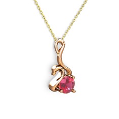 Taşlı Kuğu Kolye - Pembe kuvars 925 ayar rose altın kaplama gümüş kolye (40 cm altın rolo zincir) #vcs07a